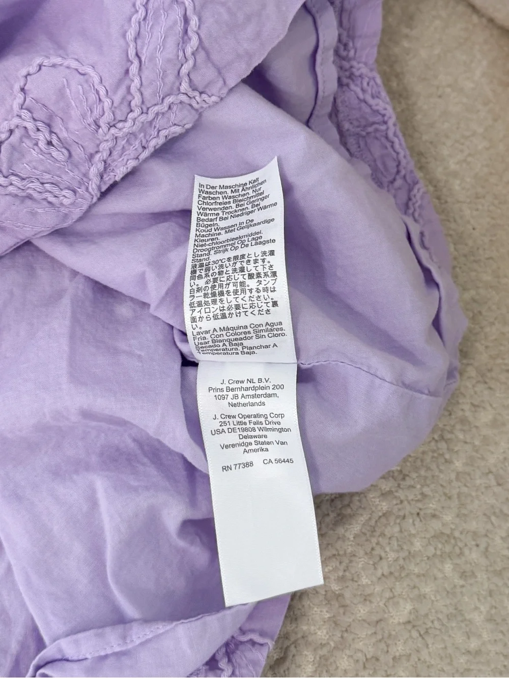 J. Crew Purple Lilac Eyelet puff-sleeve Cotton Mini Dress sz 14